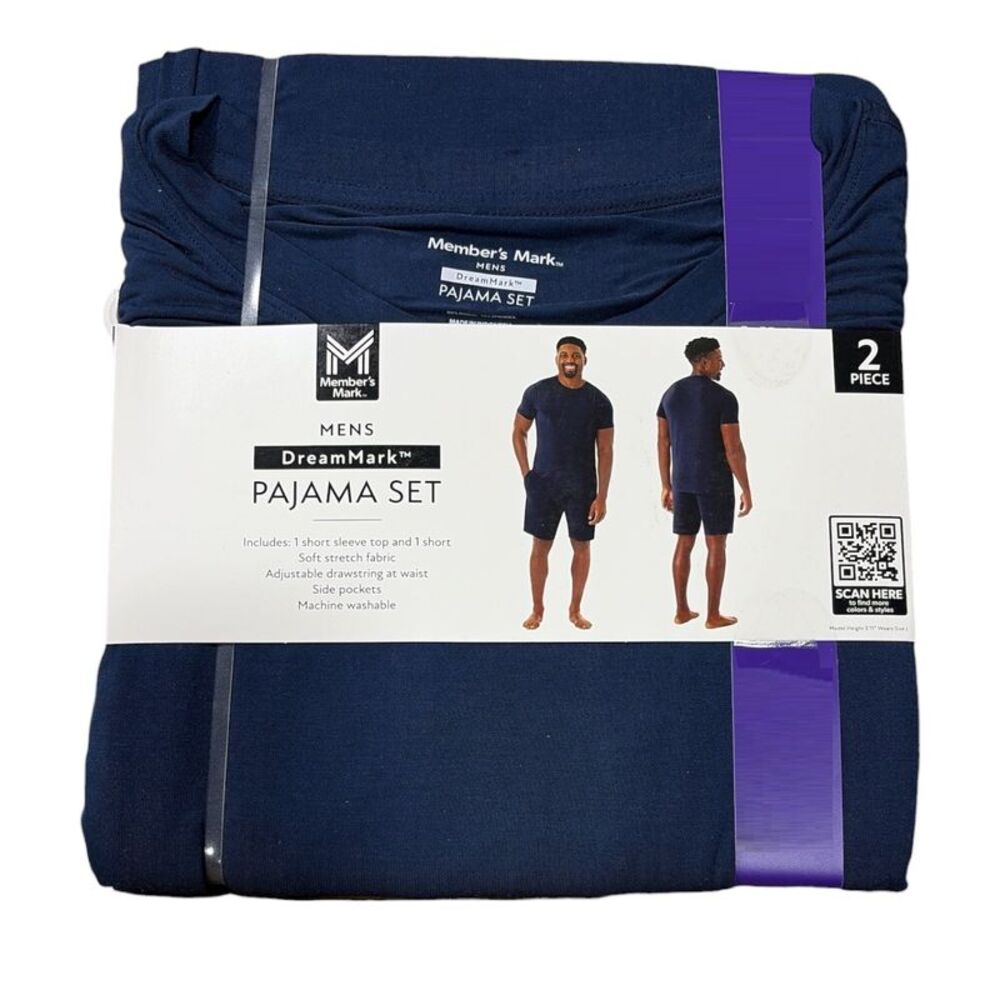 Member's Mark Men's Relaxed Fit 2-Piece Short Sleeve Pajama Set - Blue